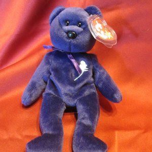 RARE VTG 1997 TY BEANIE BABY PRINCESS BEAR W/WHITE ROSE PRINCESS DIANA BEAR